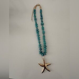 House of Harlow 1960 turquoise and 
gold Necklace with Starfish Pendant